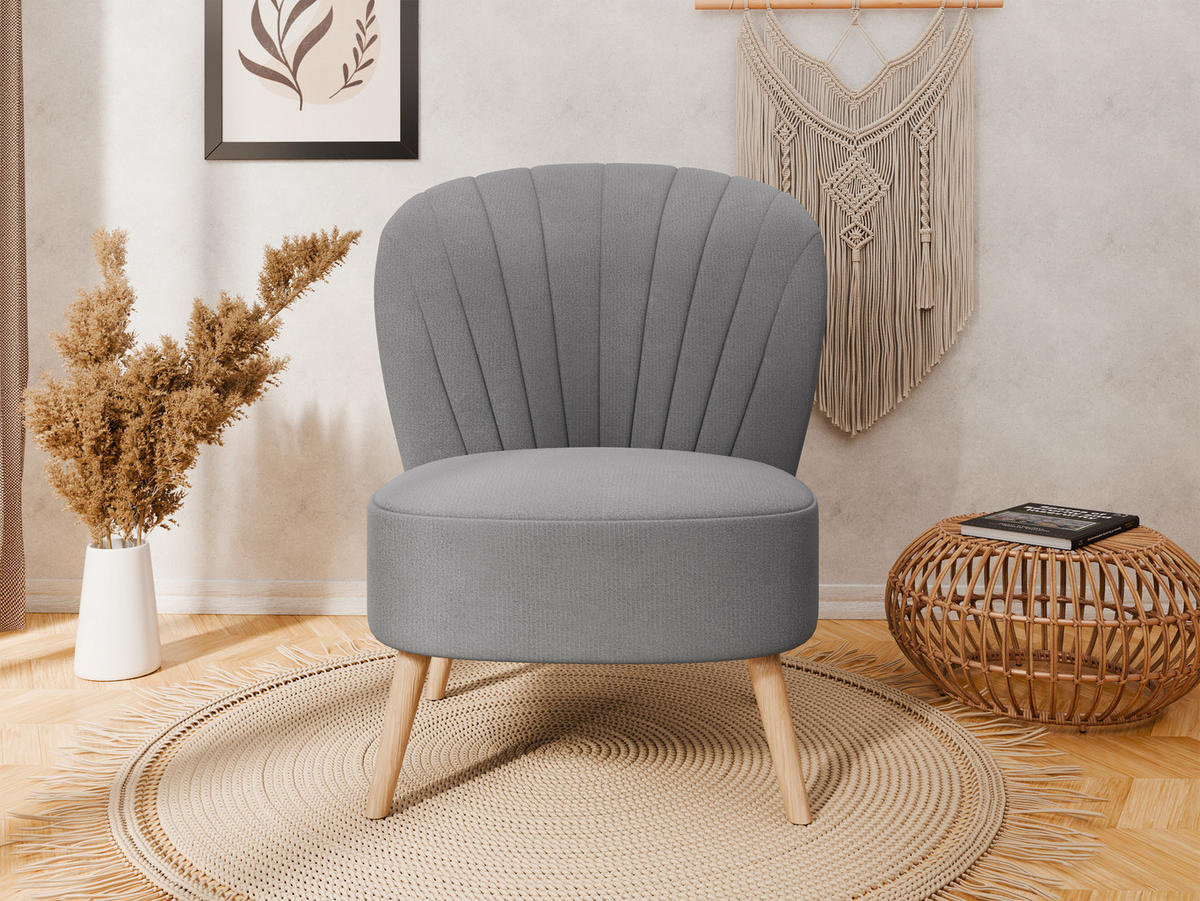 SESSEL Lumora mit Holzbeinen Grau - Grau, Holz (68/82/78cm) - Panda Möbel