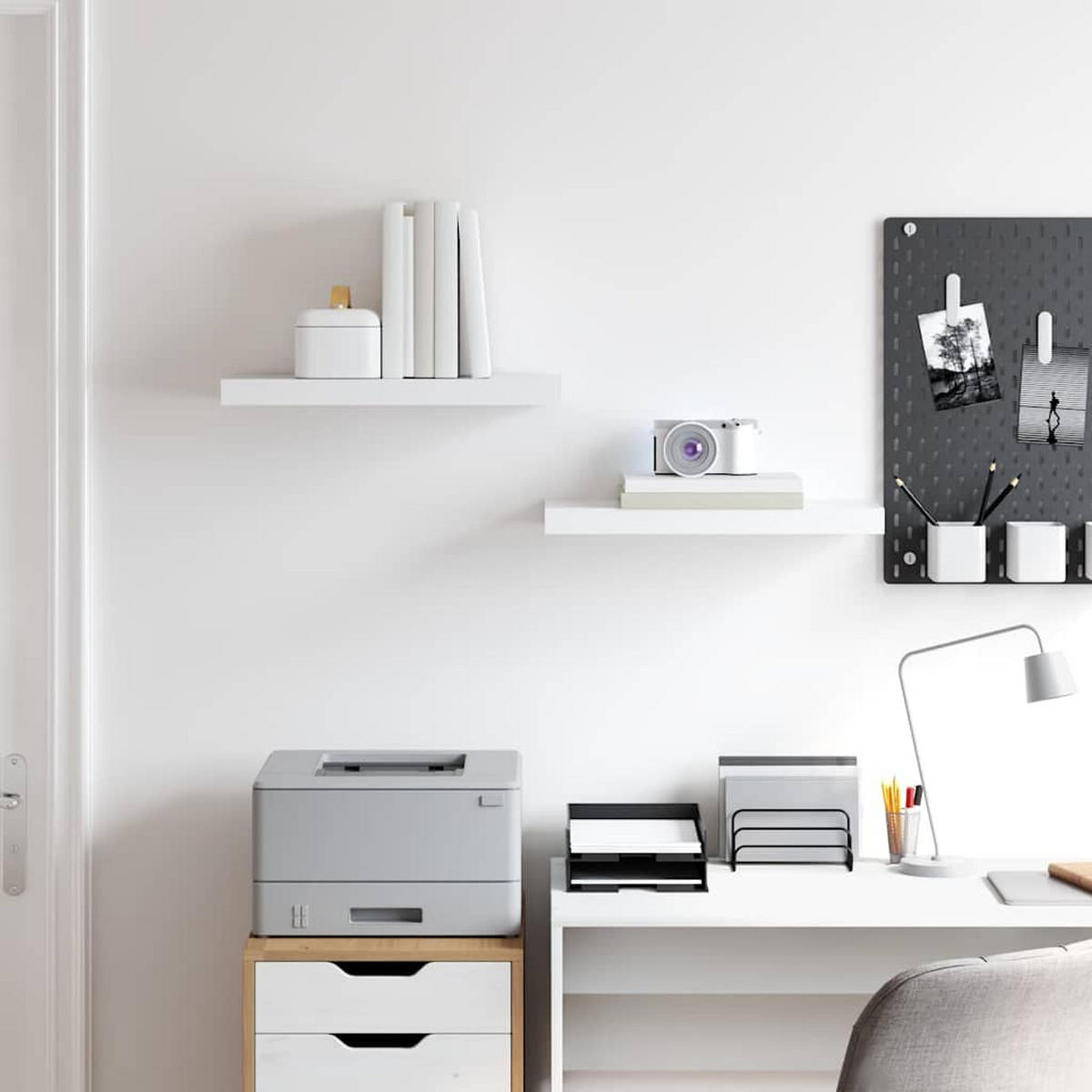 WANDBOARDSET 2-tlg. 50/23/3,8 cm aus MDF Schwarz - Weiß, Holzwerkstoff/Metall (50/3.8/23cm) - vidaXL