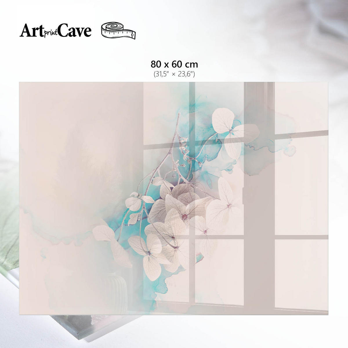 GLASPLATTE 80x60 cm – Pastellblumen - Blau, Glas (0.4/80/60cm) - ArtPrintCave