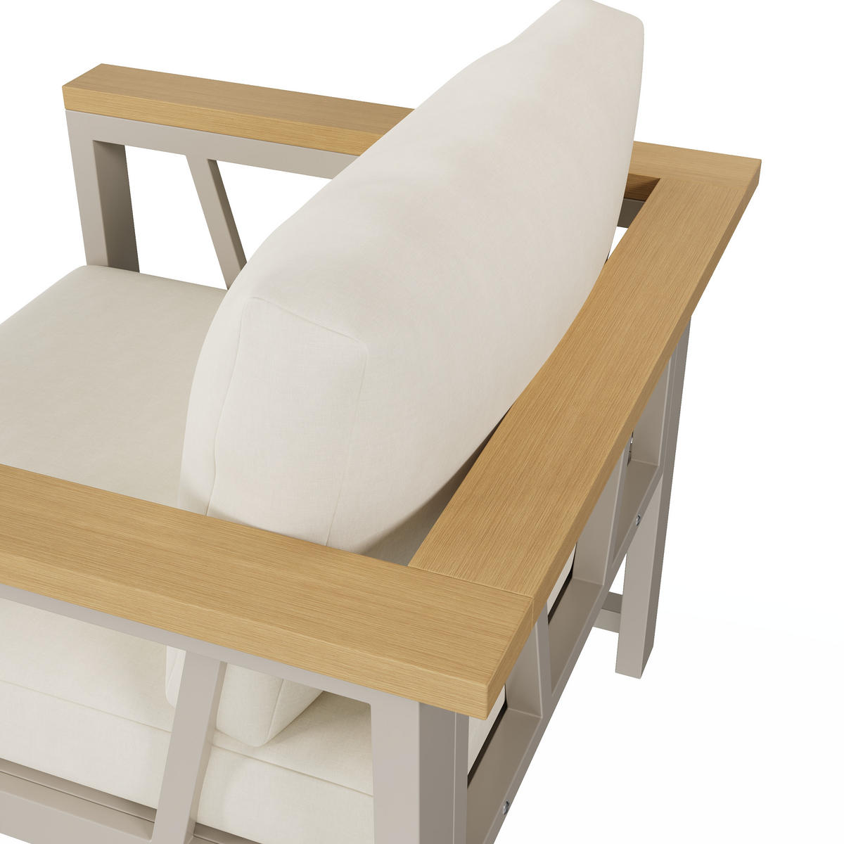 GARTENMÖBEL-SET Ecksofa 7 Personen Stahl Armlehnen Khaki Beige - Beige, Textil - FLIEKS