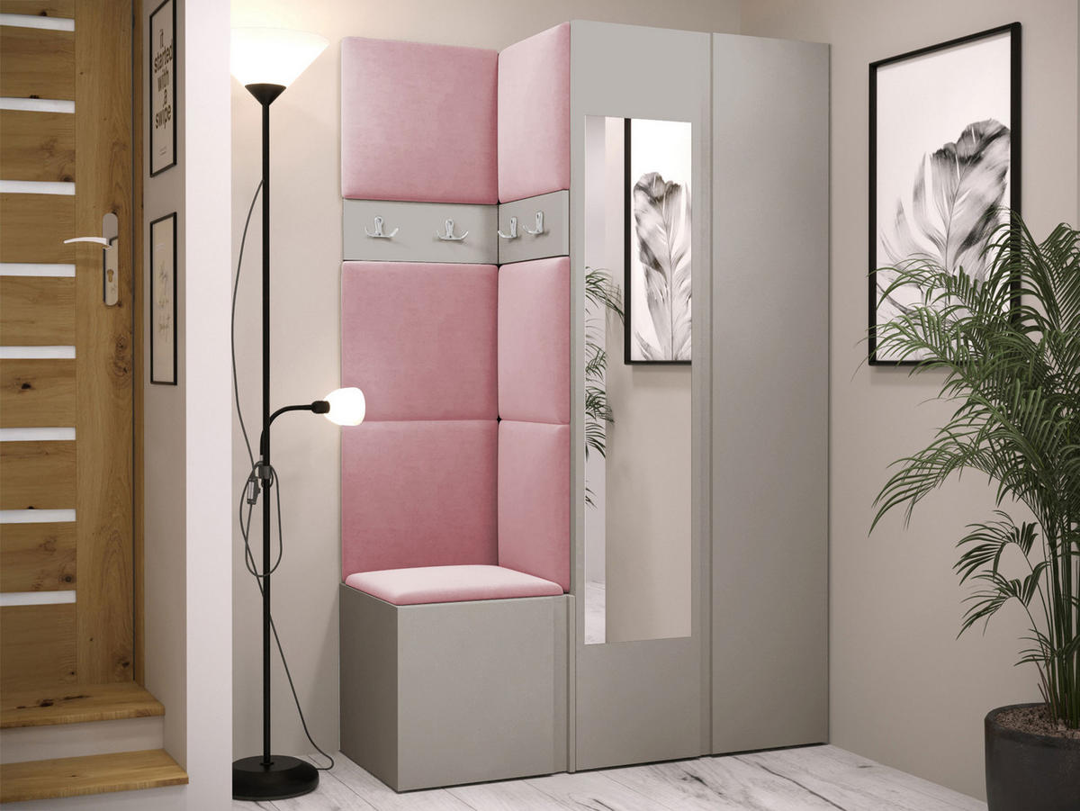 GARDEROBEN-SET Orion XXVI - Kaschmir/Rosa, Holzwerkstoff/Kunststoff (116/186/46cm) - MIRJAN24