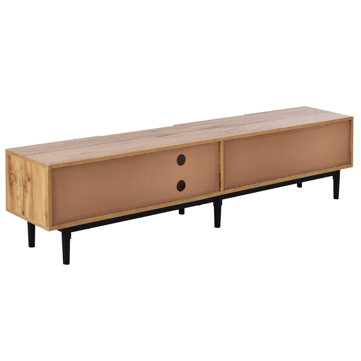 TV-BOARD aus MDF 175x31x41 cm Eichefarben/Schwarz mit LED-Beleuchtung, 3 Fächern und viel Stauraum - Eichefarben, Holzwerkstoff (175/41/31cm) - Modfu