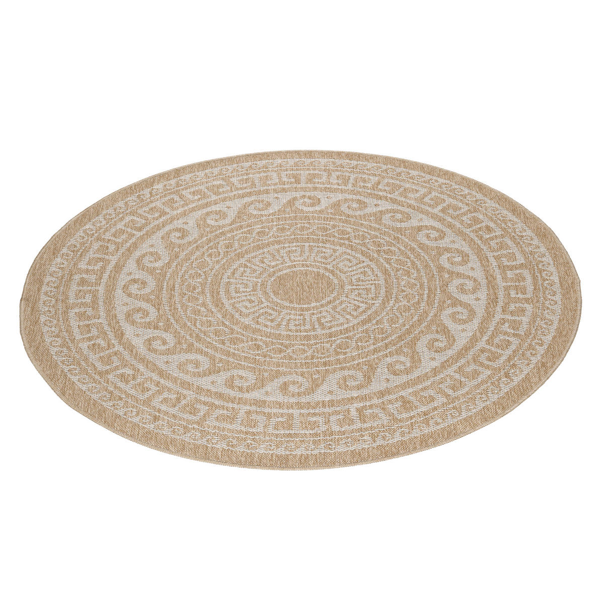 TEPPICH Outdoor Flachgewebe Vintage Polypropylen Balkon Beige Rund 80x80 - Beige, Textil (80/80cm) - KADIMA DESIGN