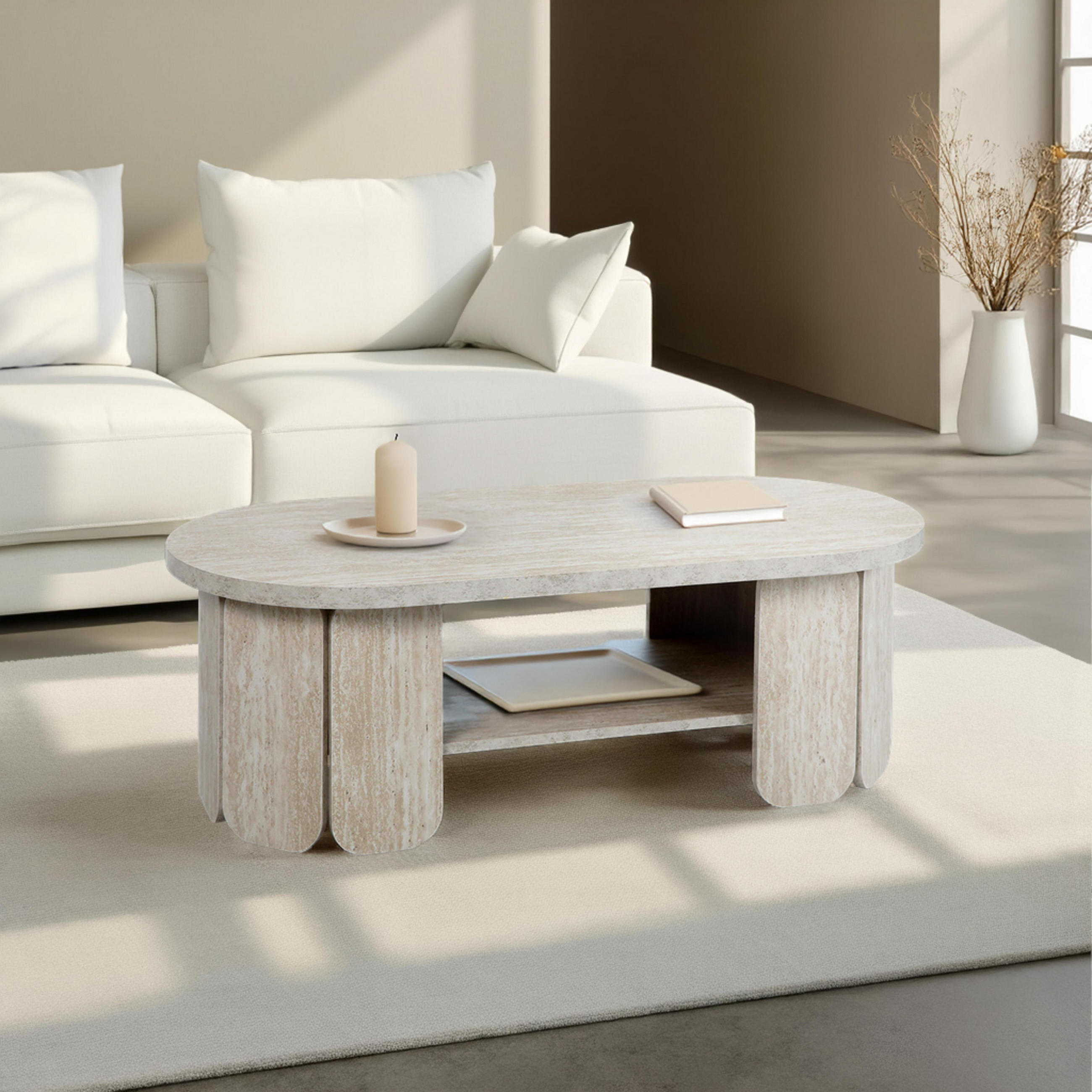 COUCHTISCH, Weiß - Weiß, Holz (110/50/38.5cm) - Oviala