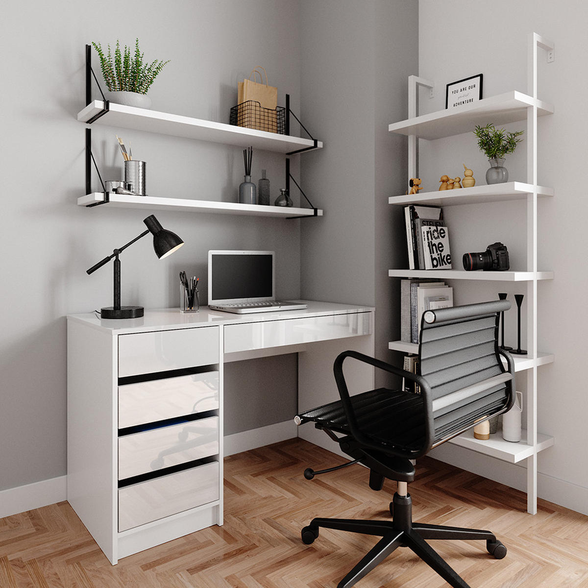 SCHREIBTISCH Sherry Weiß 120 cm - Weiß, Holzwerkstoff (120/55/75cm) - Vicco