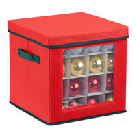 WEIHNACHTSKUGEL-AUFBEWAHRUNGSBOX - Rot, Wellpappe/Kunststoff (30/30/30cm) - Relaxdays