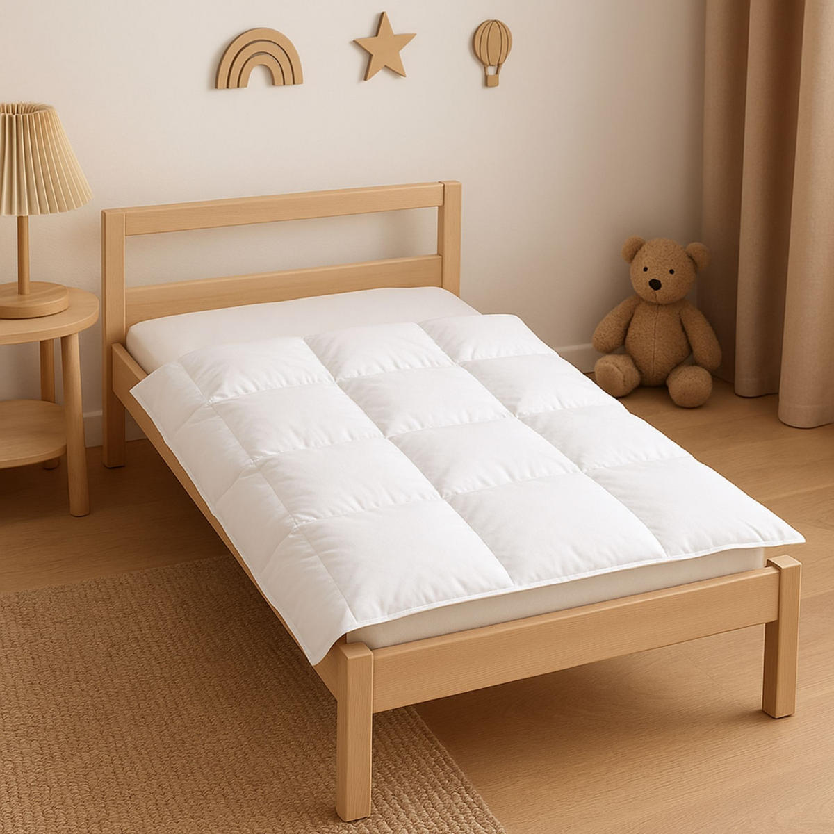 DAUNENDECKE Kinderdecke Steppdecke aus Daunen Klasse 1 antiallergen warm nicht beschwerend 300g - Weiß, Textil (135/100cm) - nordic coast company