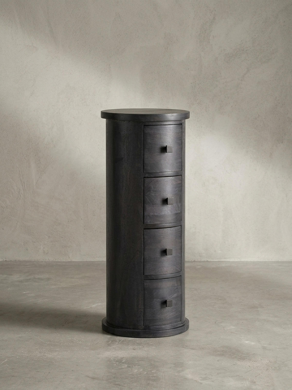 KOMMODE – Mango Massivholz, 34x85x34 cm, 4 Schubladen, schmal, schwarz - Schwarz, Holz (34/85/34cm) - KADIMA DESIGN