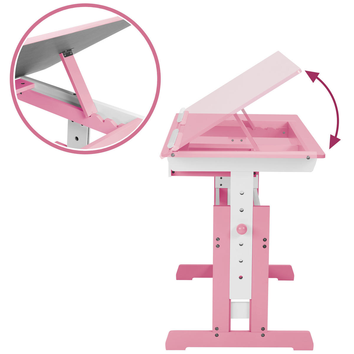 SCHREIBTISCH ,pflegeleicht,rosa - Rosa, Holz (55/94/109cm) - tectake