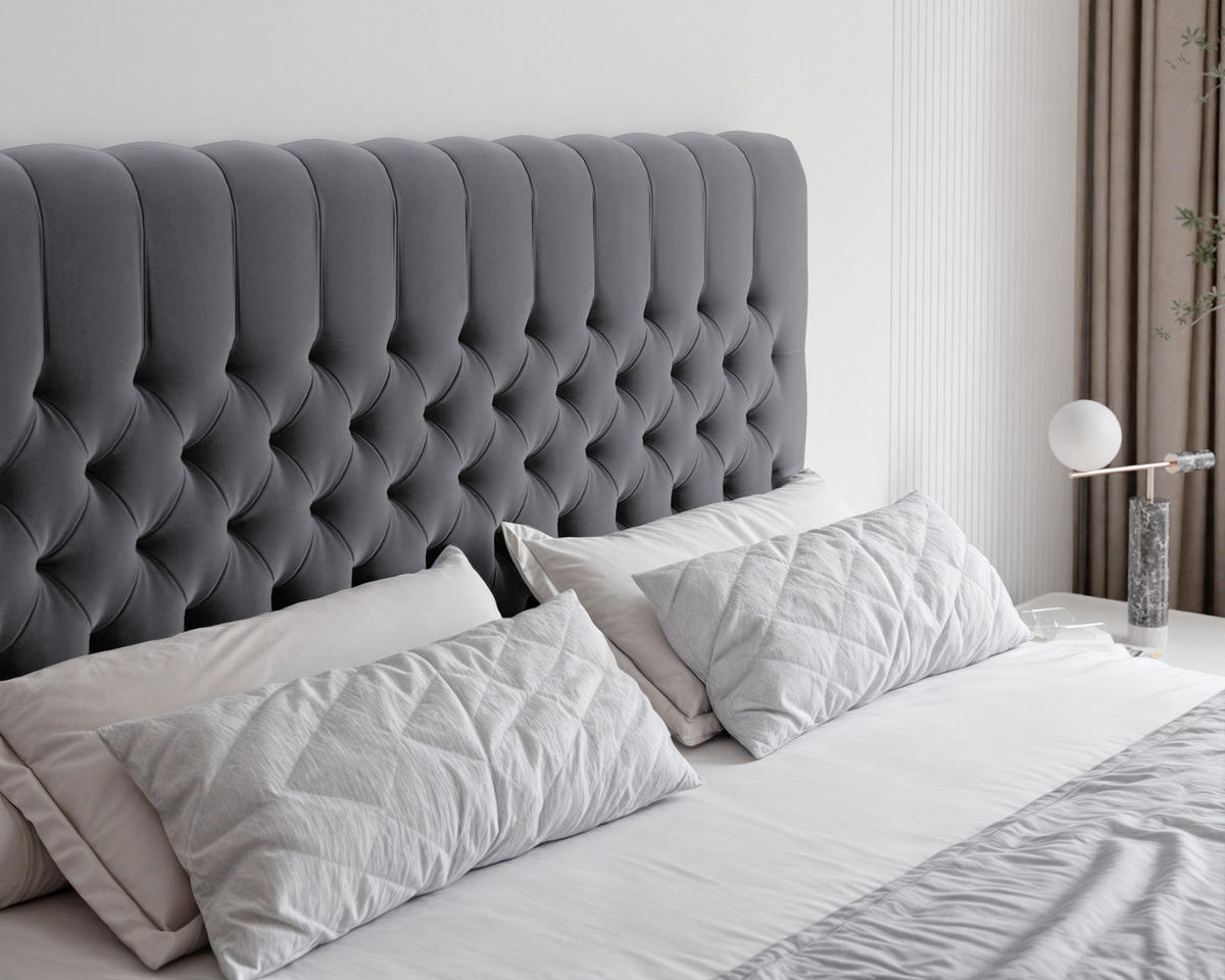 BOXBETT 160x200 cm mit Topper - Dunkelgrau, Holzwerkstoff/Textil (160/200cm) - Idohome