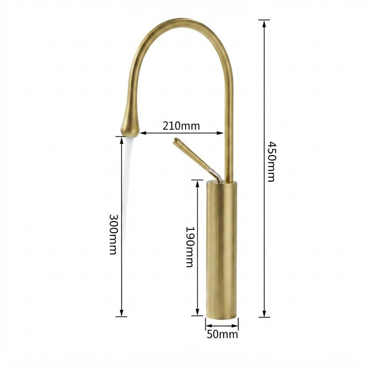 KÜCHENARMATUR, 450 x 210 mm, gold - Goldfarben, Metall (49/7/26cm) - Vallsero