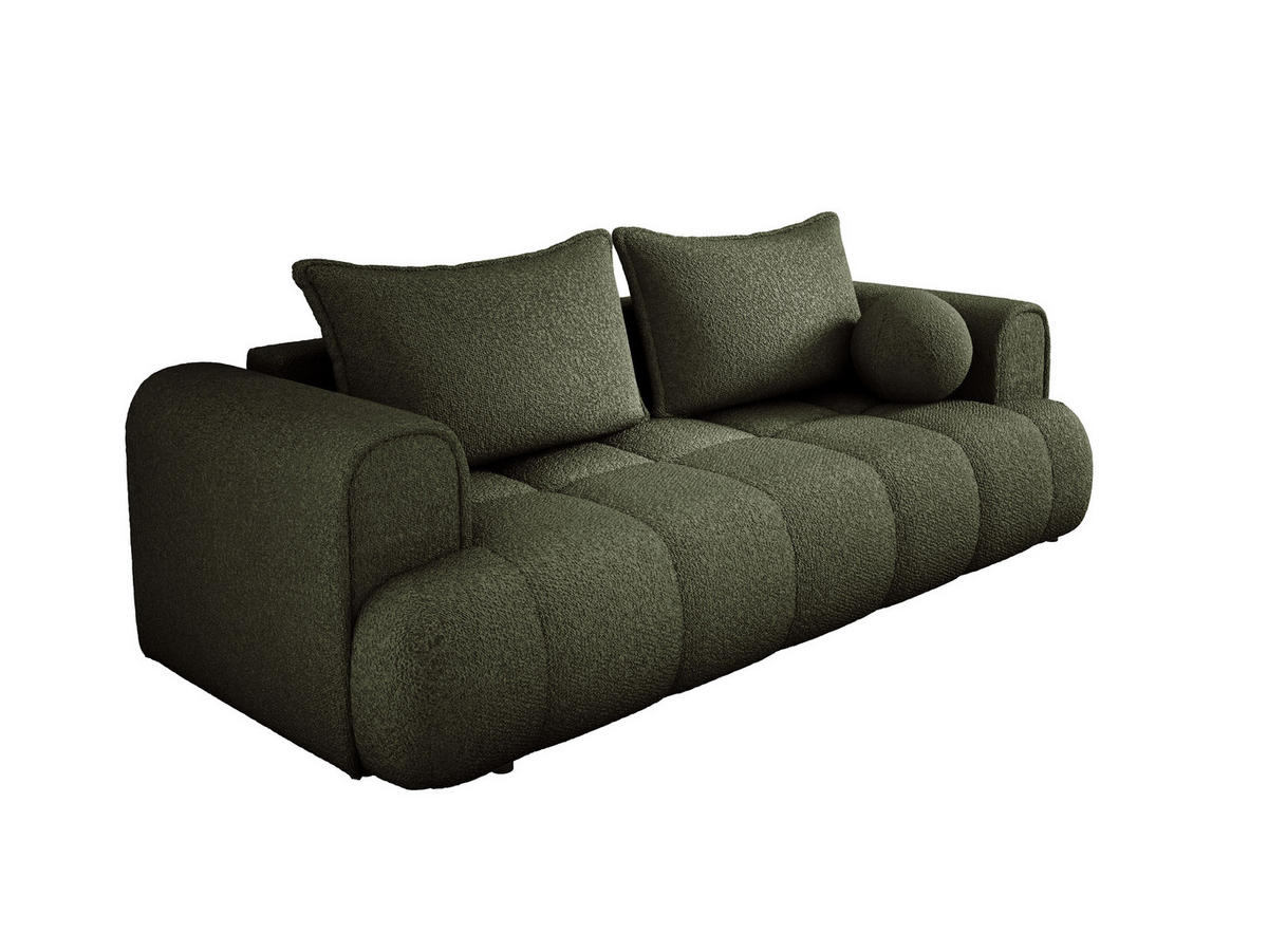 SOFA COCO SCHLAFSOFA mit Bettfunktion, Anthology Stoffbezug, 2-Sitzer, freistehend, Größe: 250x105x90 cm, Grün - Waldgrün, Holz/Textil (250/90/105cm) - DomoHome