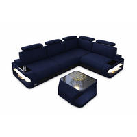 ECKSOFA Siena Dunkelblau Schwarz Mikrofaserstoff - Dunkelblau, Kunststoff (272/272cm)