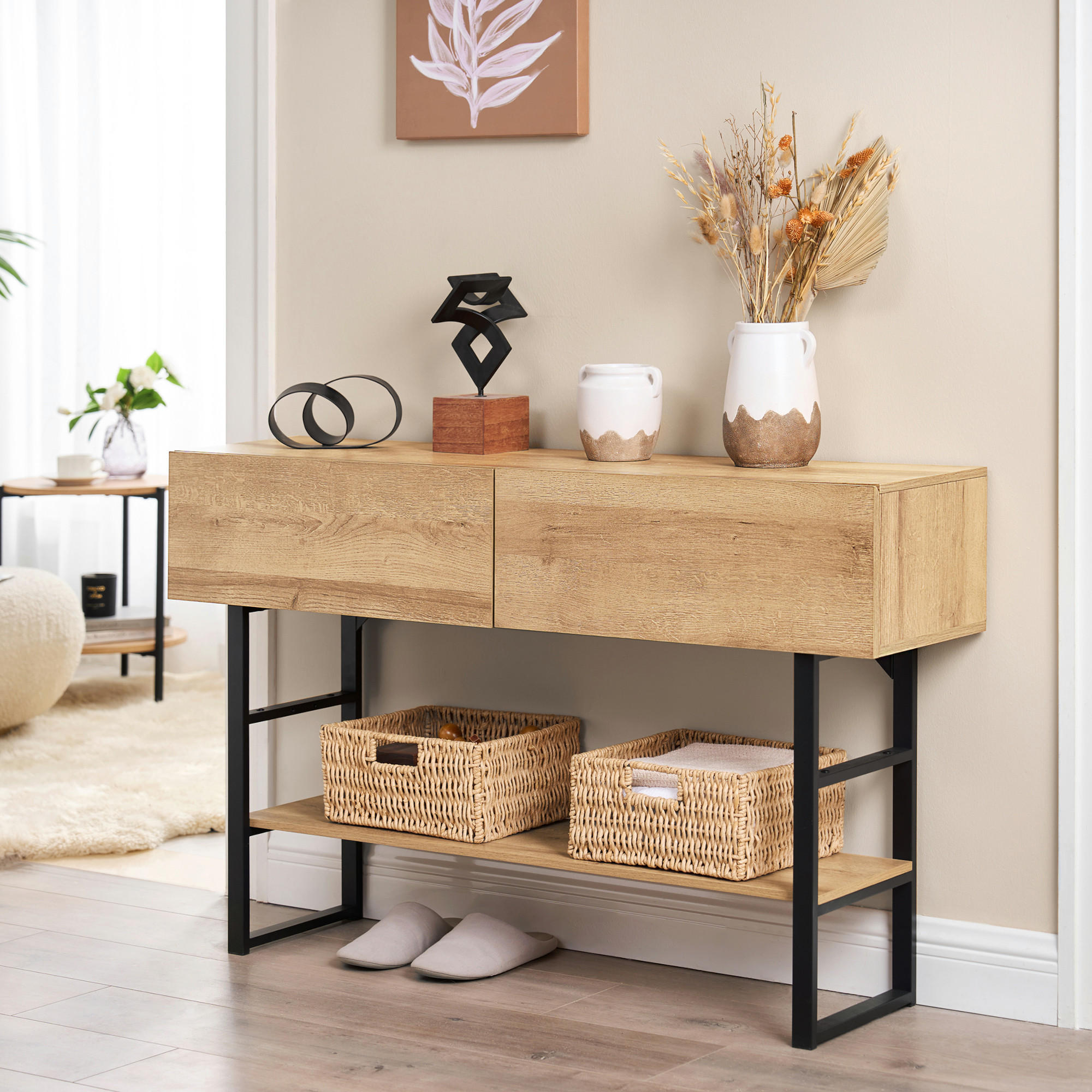 KONSOLENTISCH Varberg - Eichefarben, Holzwerkstoff/Metall (30/120/75cm) - [en.casa]