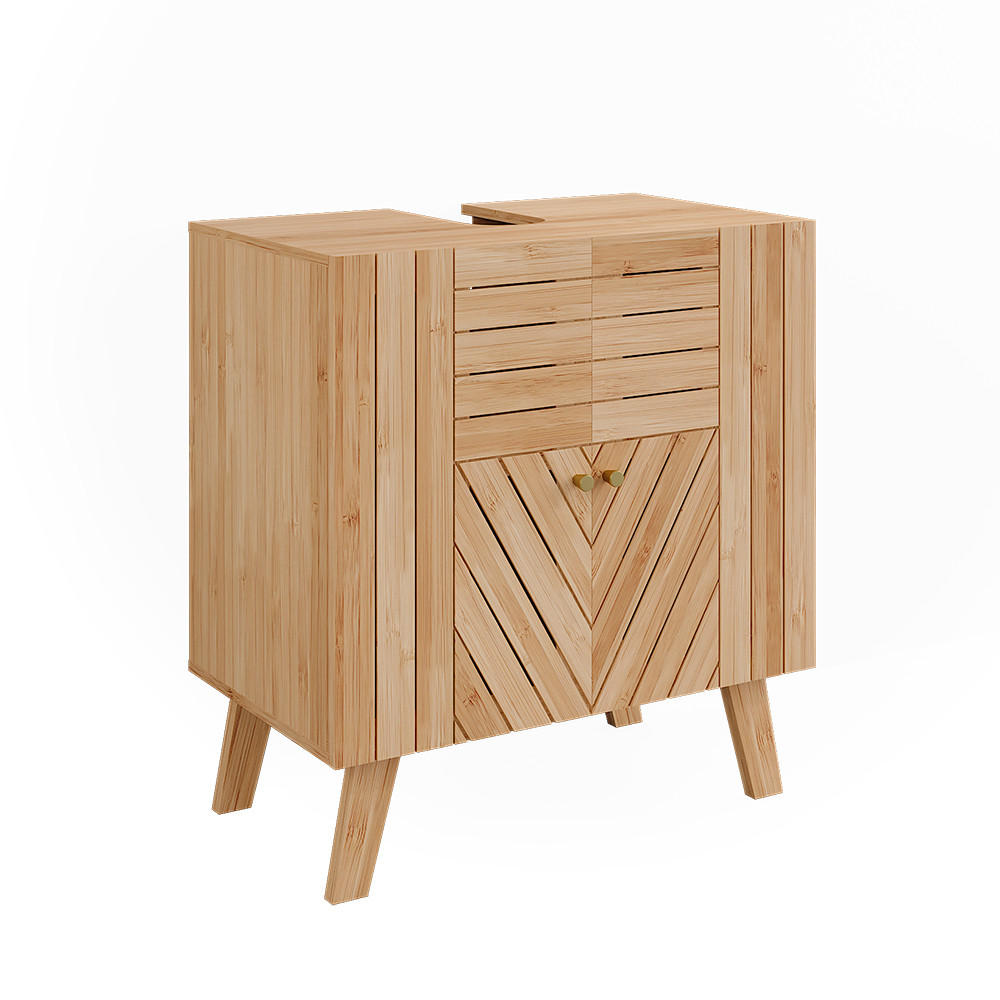 WASCHBECKENUNTERSCHRANK Lucie Bambus 60 x 65 cm mit 2 Türen - Grün, Holzwerkstoff (60/65/36cm) - Vicco