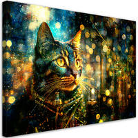 LEINWANDBILD Katze auf abstraktem Hintergrund - Lila, Textil (60/40cm) - Feeby