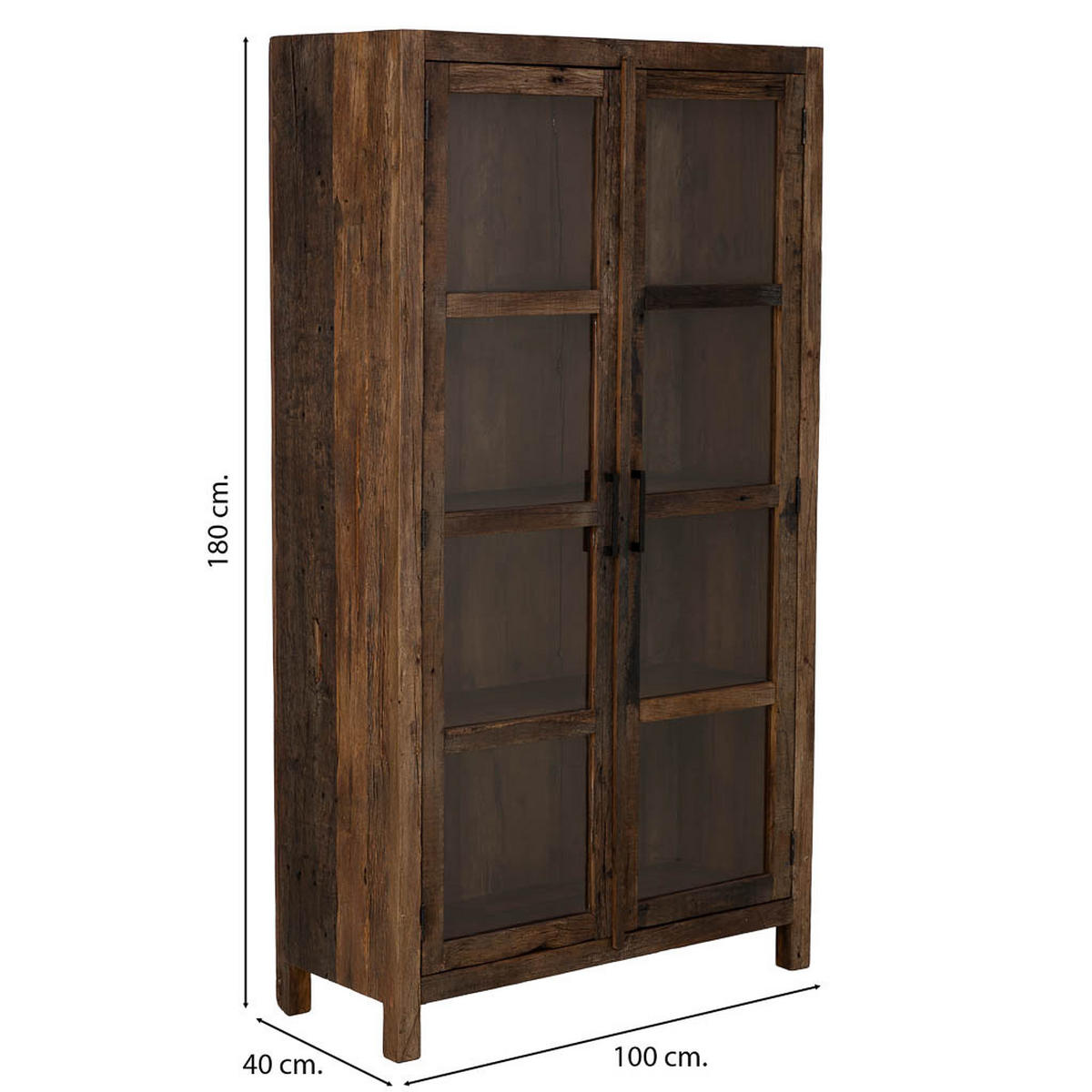 VITRINE aus Holz, braun, 100x40x180cm - Braun, Holz (100/180/40cm) - Wanderlust