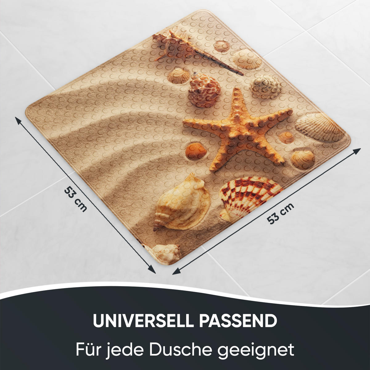 BADEMATTE Sanibel - Beige, Kunststoff (53/53cm) - Sanilo