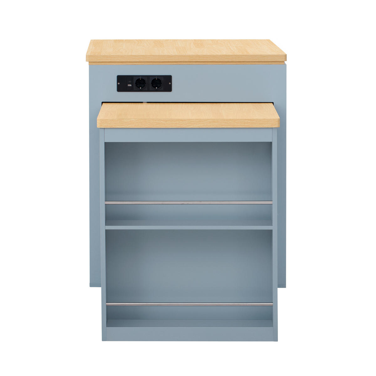 KÜCHENINSEL 125.5-187.5x71x93 cm Blau mit LED-Beleuchtung & Ladestation - Blau, Holzwerkstoff (187.5/93/71cm) - Modfu