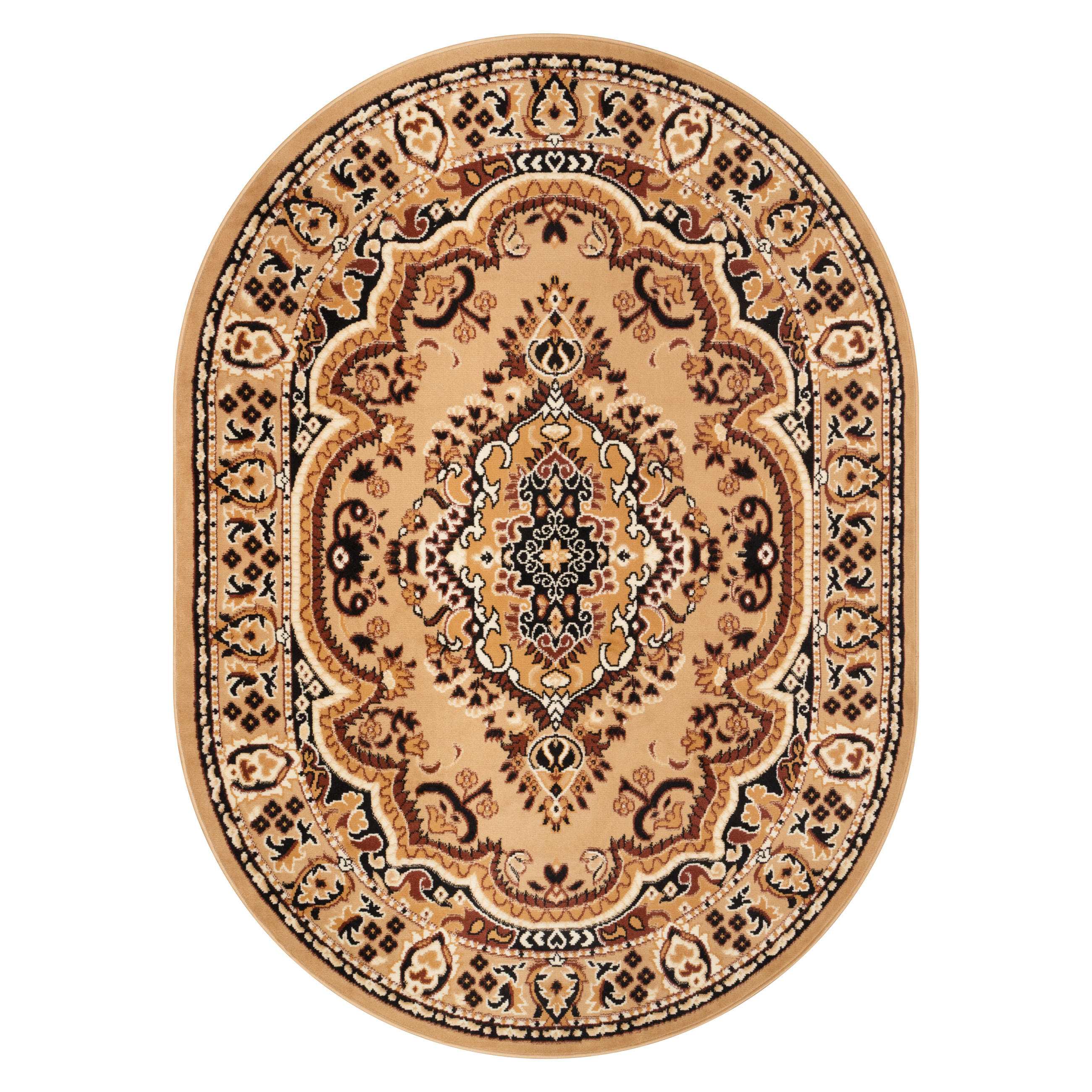 TEPPICH ATLAS oval beige medaillon 60/100 cm - Beige, Textil (60/100cm) - Tapiso
