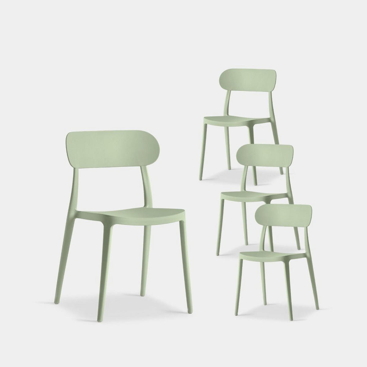 GARTENSTUHL Moira Grün 47 cm x 80 cm 4er-Set - Grün, Kunststoff (47/80/51cm) - Klast Home