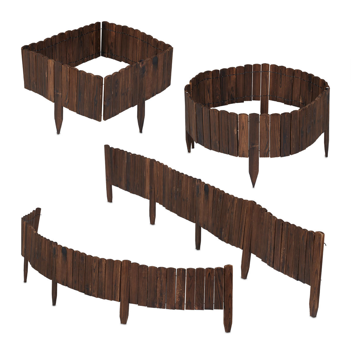 BEETEINFASSUNG - Dunkelbraun, Holz (200/35/1cm) - Relaxdays