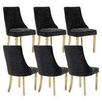 ESSZIMMERSTÜHLE 6er-Set Stoff Schwarz mit goldfarbenen Edelstahlbeinen - Schwarz, Textil (50/95.5/53.8cm)