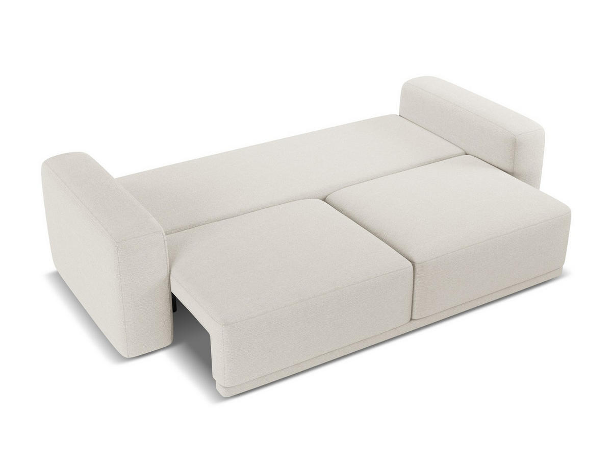 3-SITZER SOFA mit Schlaffunktion Chenille Stoff Grau - Silberfarben/Schwarz, Kunststoff/Textil (242/91/100cm) - Makamii
