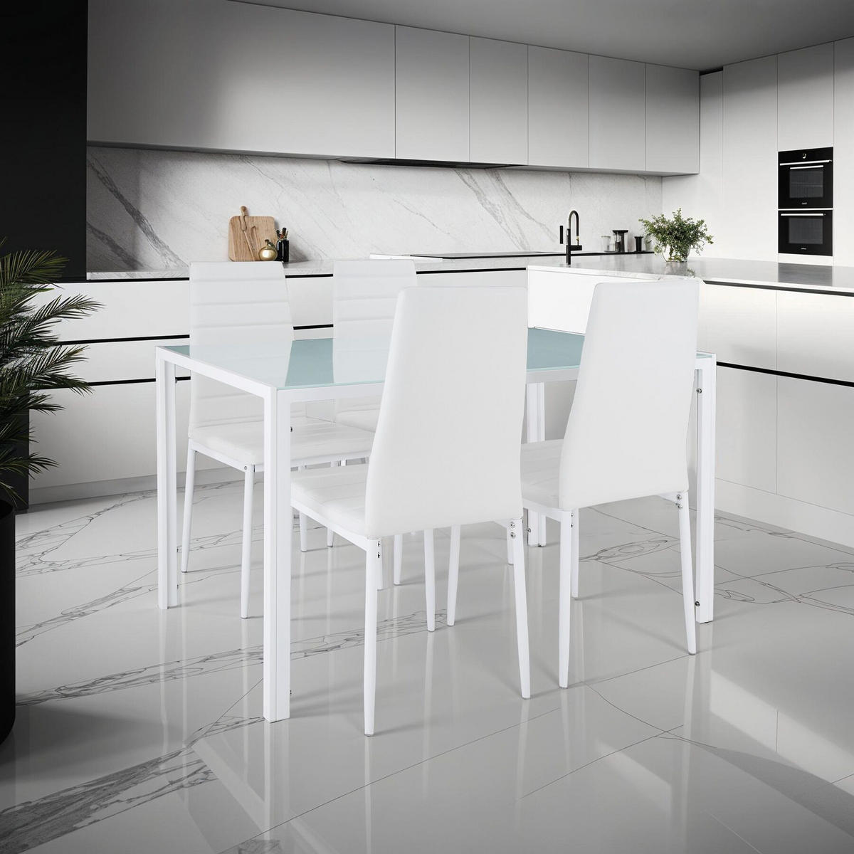 ESSZIMMERGRUPPE 5-teilig Berlin weiß - Weiß, Metall (70/75/120cm) - tectake