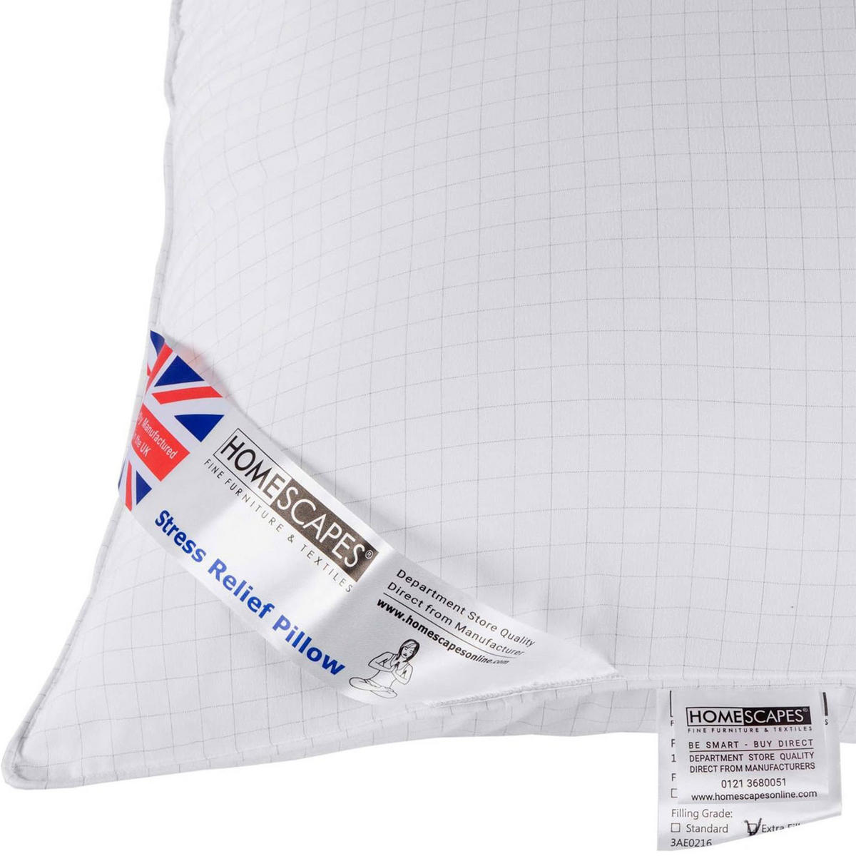 KOPFKISSEN extra prall, Anti-Stress mit Karbonfaser 48/74 cm - Weiß, Textil (48/74cm) - Homescapes