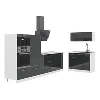 KUHINJA Fame-Line, Antracit z visokim sijajem/Bela, 380 cm, DP Marmor - bela/antracit, leseni material (380/153.6/60cm) - Vicco