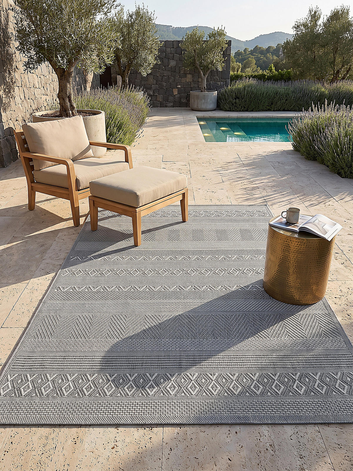 TEPPICH Flachgewebe ESERA Gestreift Polypropylen Grau 140 x 200 cm - Grau, Textil (140/200cm) - KADIMA DESIGN