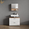 BADMÖBEL-SET Ronco Weiß Hochglanz/Goldkraft Eiche 2 Teile - Weiß Hochglanz/Eiche Wotan, Holzwerkstoff (80/55/41cm) - Livinity®