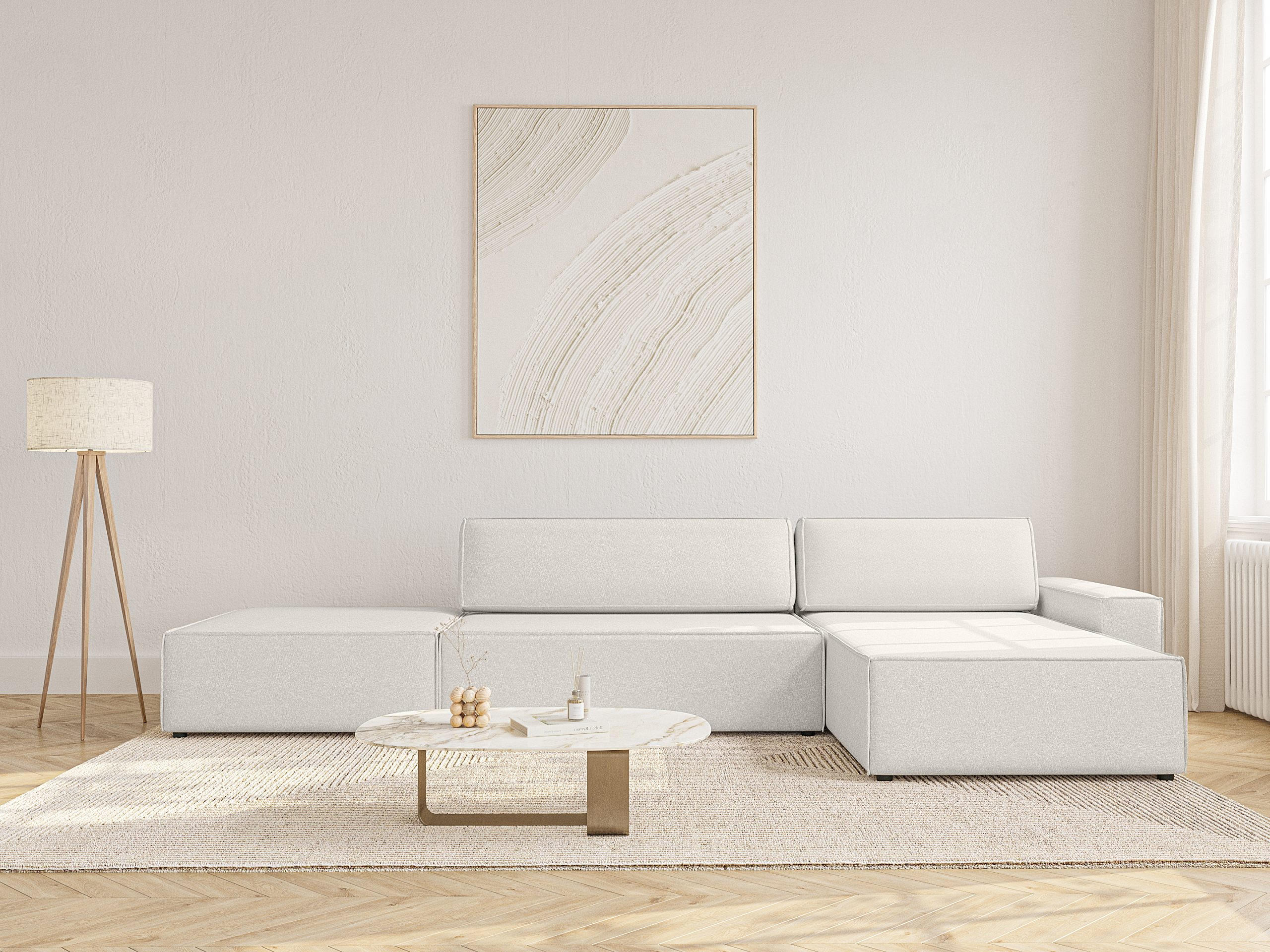 ECKSOFA Lummo La mit Schlaffunktion, Cremeweiß - Weiß, Textil (363/185cm) - Fedve