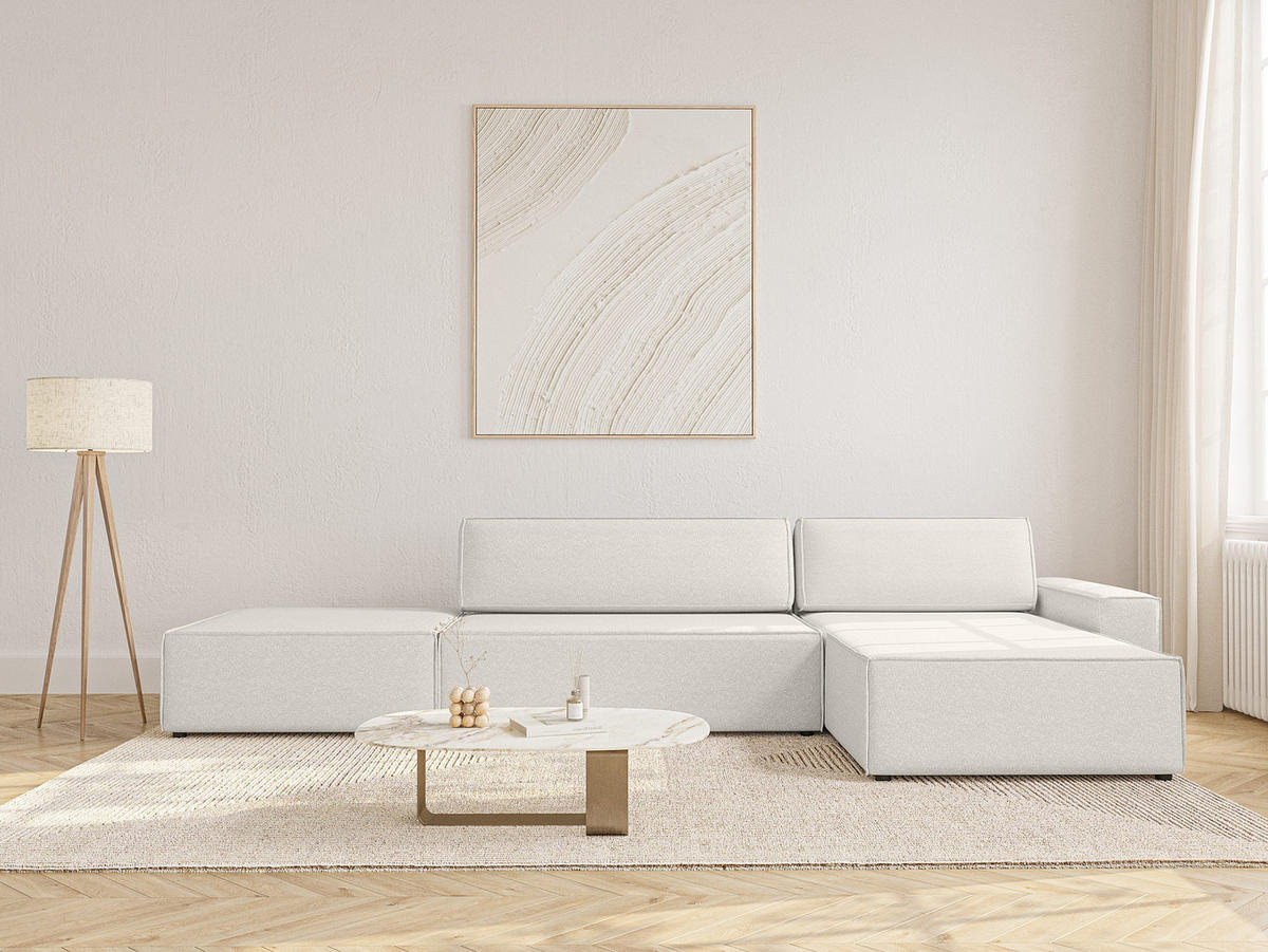 ECKSOFA Lummo La mit Schlaffunktion, Cremeweiß - Weiß, Textil (363/185cm) - Fedve