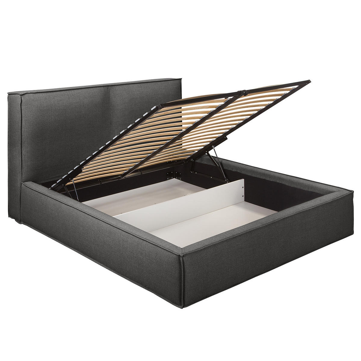 POLSTERBETT - Anthrazit, Textil (200/200cm) - home24