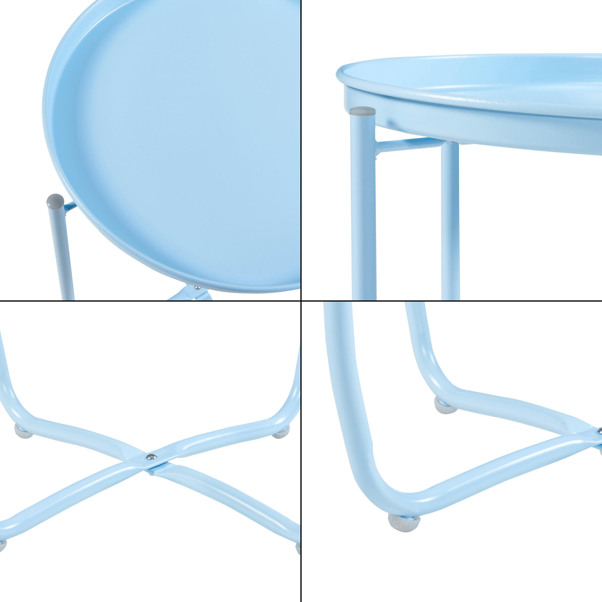 Thumbnail - [en.casa] Tabletttisch, Hellblau, Metall, Rund, 40x53x40 cm, Gartenmöbel, Gartentische, Beistelltische outdoor