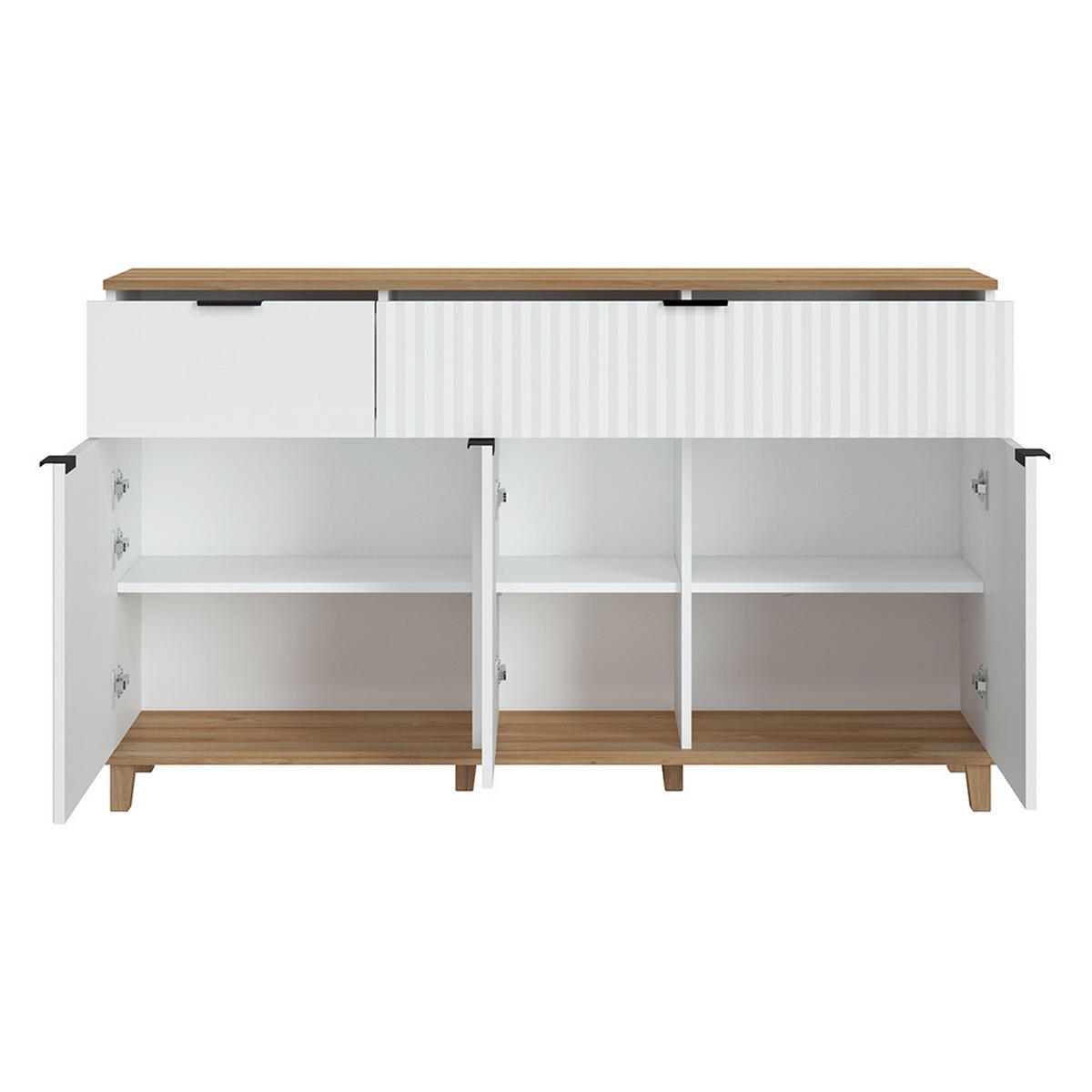 WOHNZIMMER-SET 6-TLG. Plymouth-129 - Weiß, Holzwerkstoff (724/208/68cm) - Lomado
