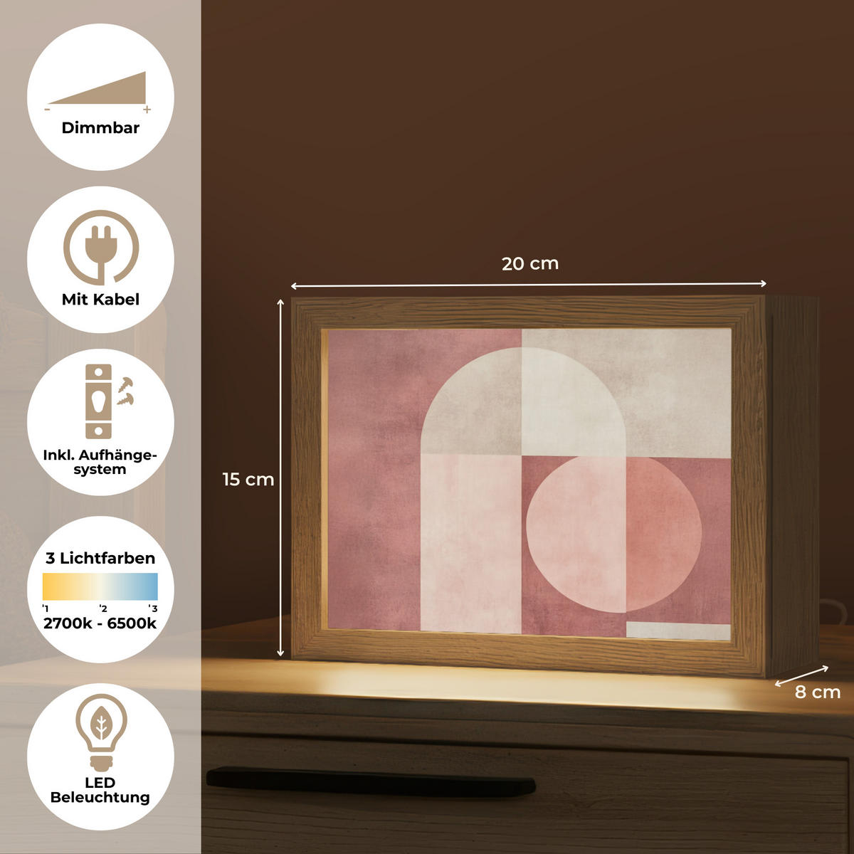 WANDLEUCHTE Figuren - Abstrakt - Rosa 20x15 cm - Altrosa, Holzwerkstoff (20/15/8cm) - OnlyWow