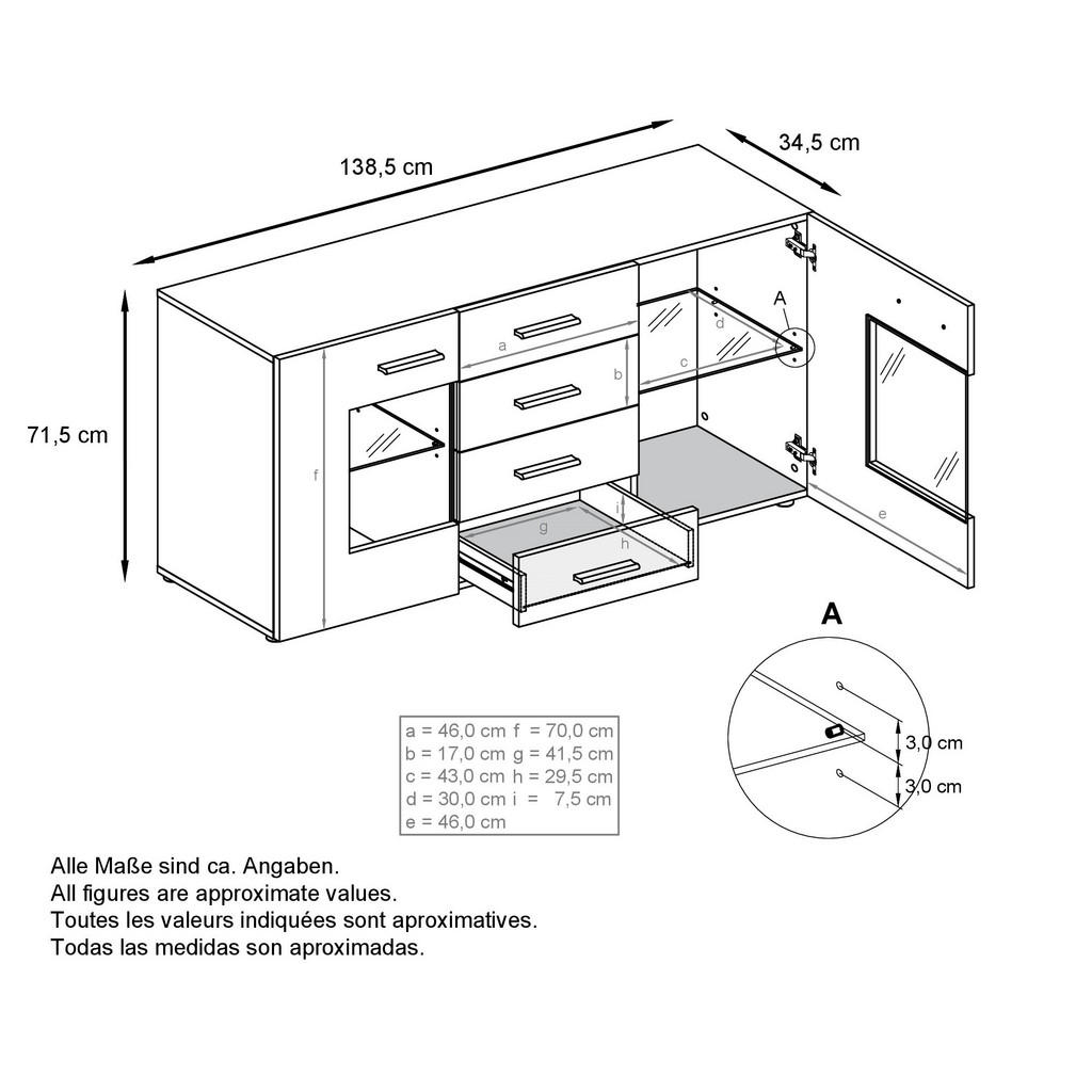 Thumbnail - Vladon Sideboard, Sand, Holzwerkstoff, 139x72x35 cm, Wohnzimmer, Kommoden & Sideboards, Sideboards