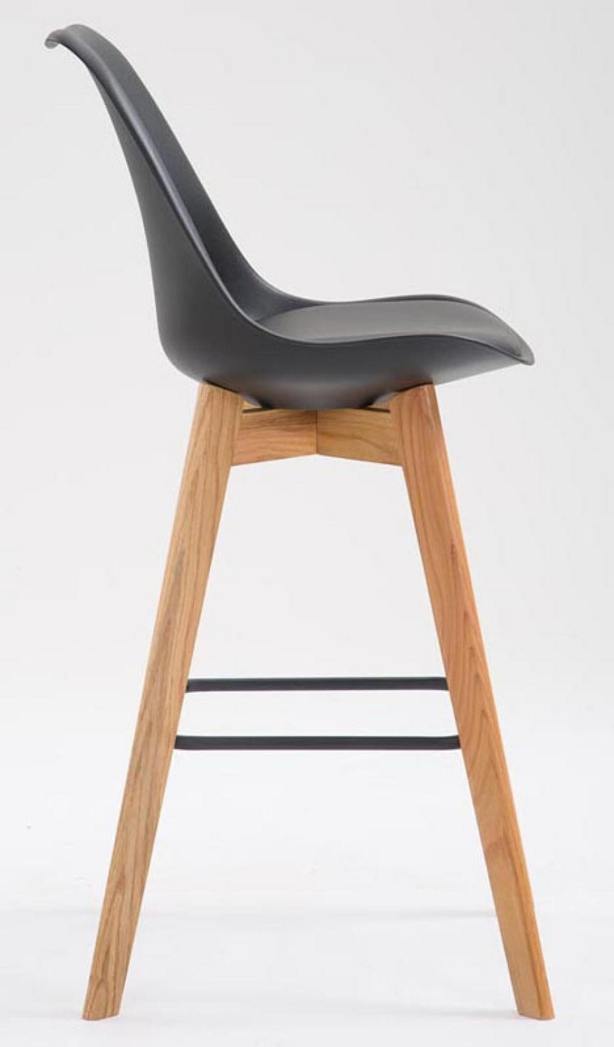 BARHOCKER 2er Set Kunststoff schwarz - Eukalyptusholzfarben/Schwarz, Holz/Kunststoff (48/112/56cm) - CLP