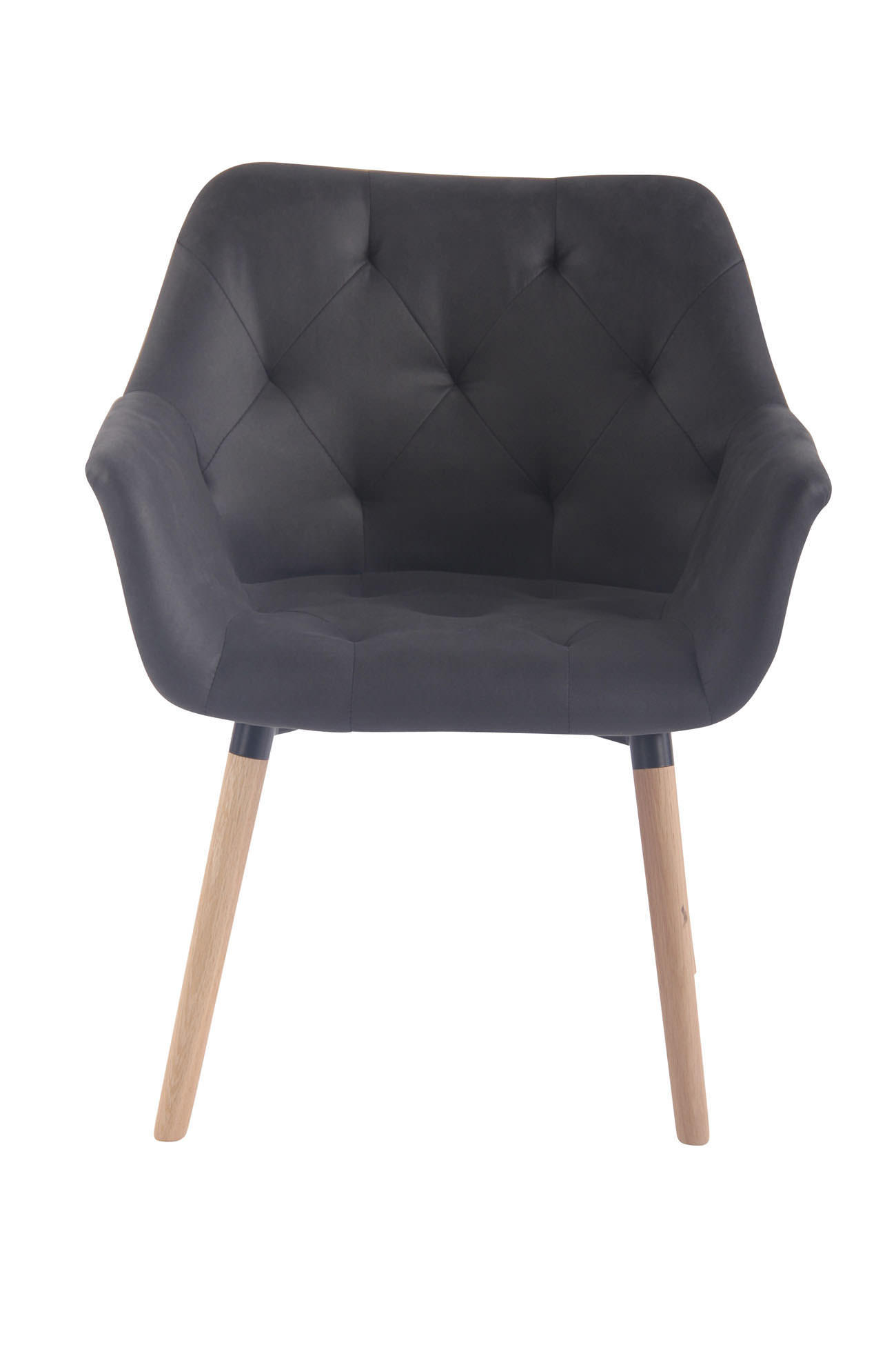 ARMLEHNENSTUHL Lederlook schwarz - Eukalyptusholzfarben/Schwarz, Holz/Textil (67/83/60cm) - CLP