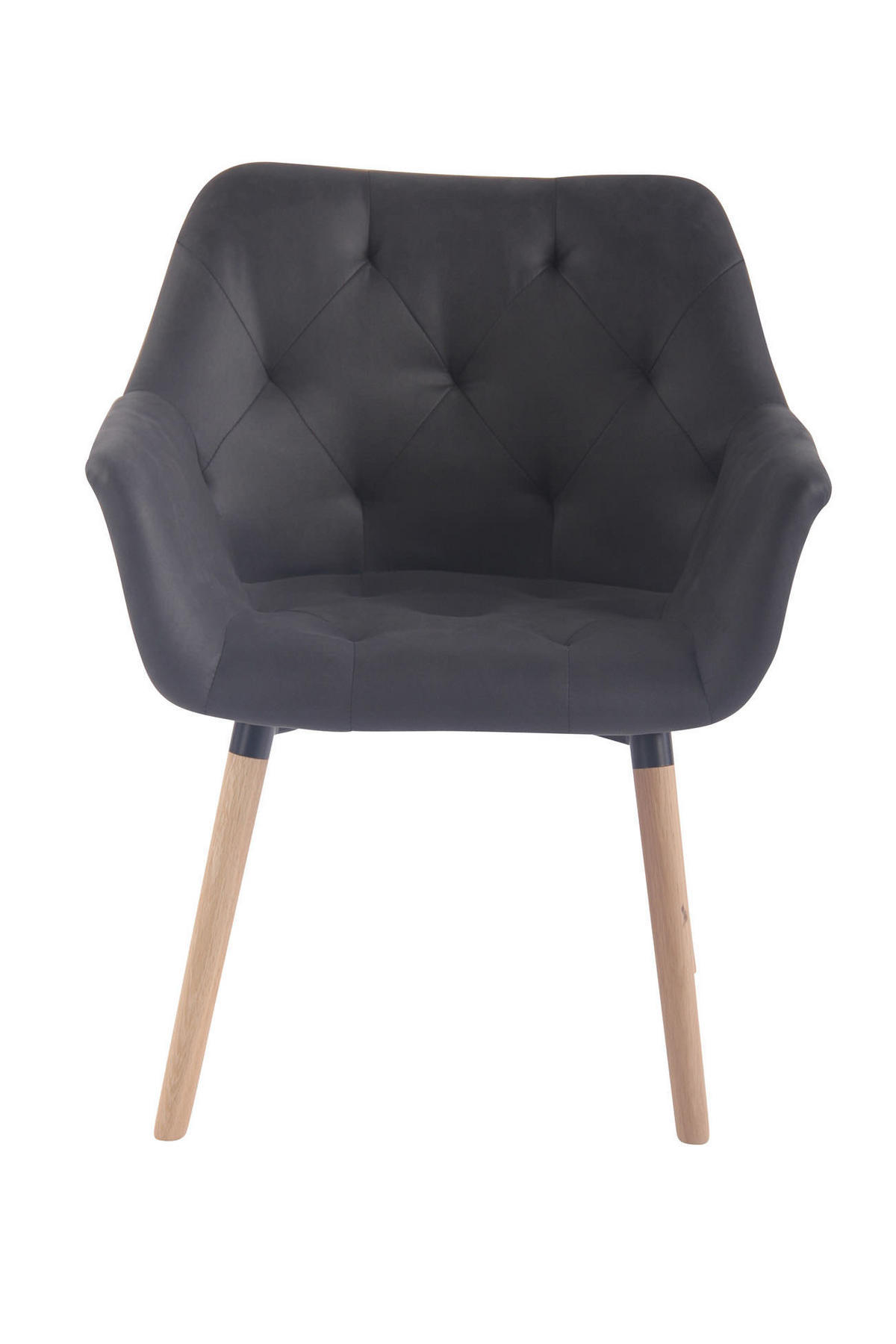 ARMLEHNENSTUHL Lederlook schwarz - Eukalyptusholzfarben/Schwarz, Holz/Textil (67/83/60cm) - CLP