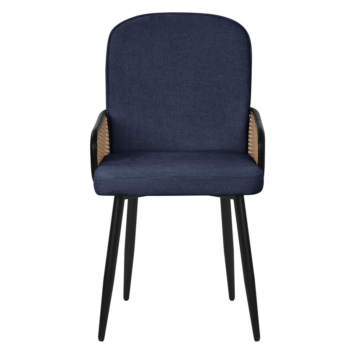 ESSZIMMERSTÜHLE 6er Set Dunkelblau mit Stoffbezug Rattan Optik - Schwarz/Dunkelblau, Naturmaterialien/Textil (51/91/61cm) - ML-DESIGN