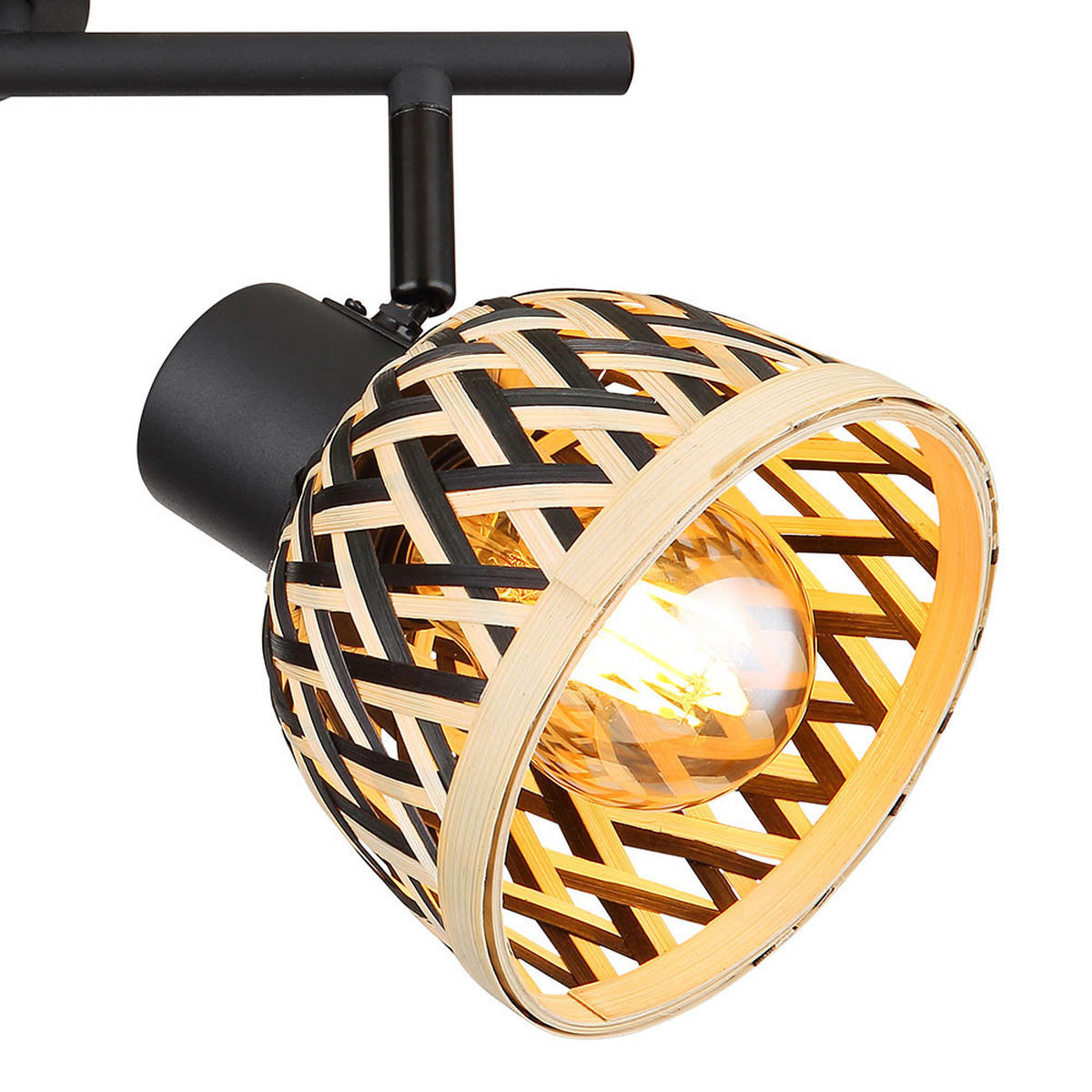 DECKENLEUCHTE Metall Schwarz Bambus - Schwarz, Holz (30/13/19cm) - Globo Lighting