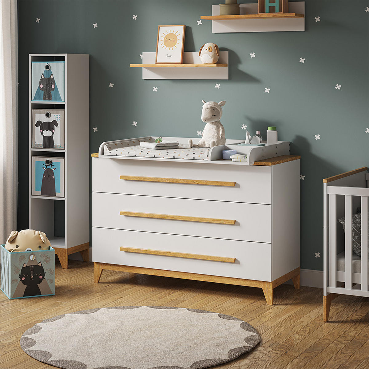 WICKELKOMMODE Malia Weiß 133 x 98 cm XL mit 3 Schubladen - Weiß, Holzwerkstoff (133/98/70cm) - VitaliSpa