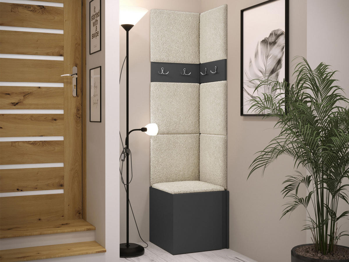 GARDEROBEN-SET Orion XXI - Creme/Graphitfarben, Holzwerkstoff/Kunststoff (42/186/46cm) - MIRJAN24