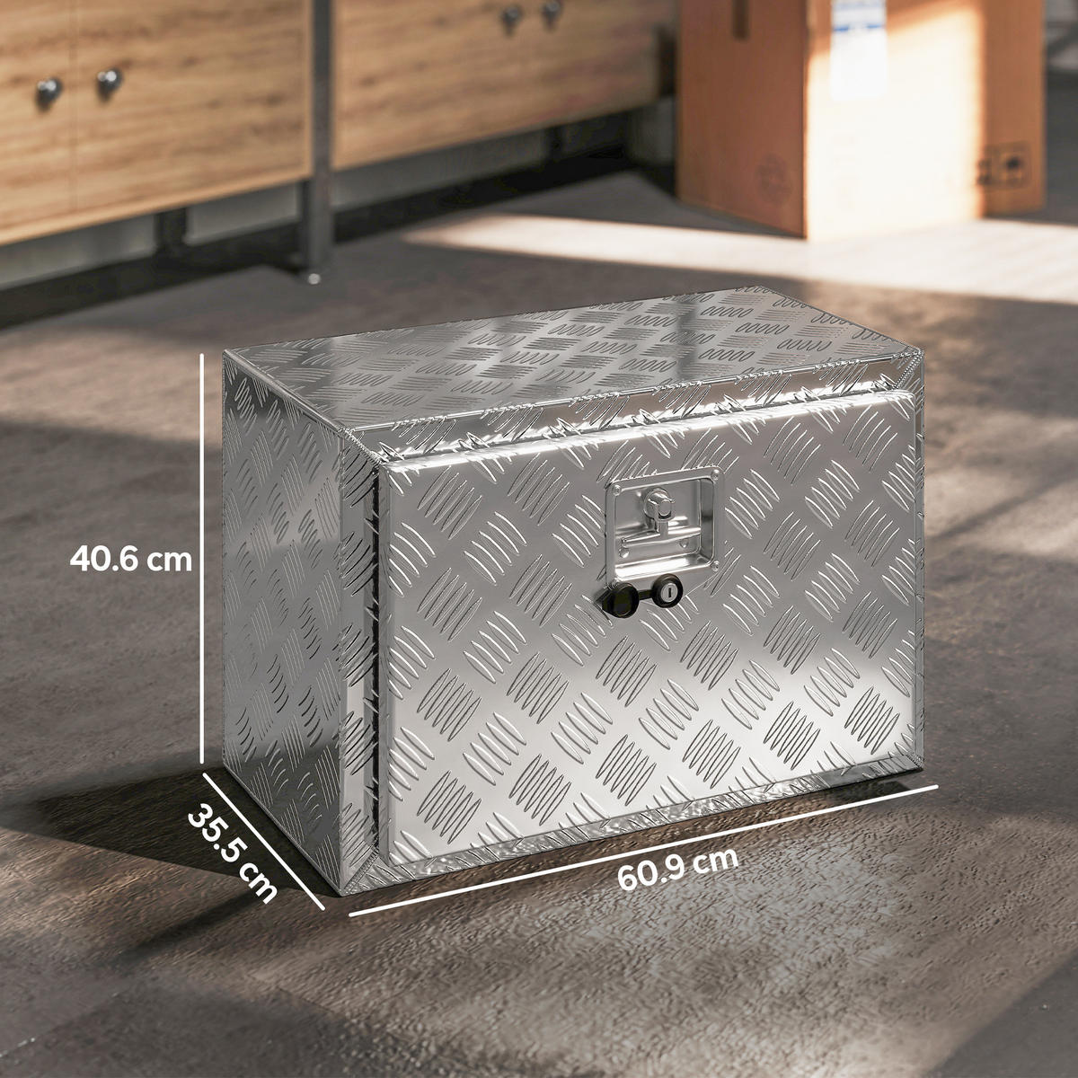 WERKZEUGKASTEN, 76-Liter-Alu-Kasten mit Schloss, 60,9 x 35,5 x 40,6 cm, Silber - Multicolor, Kunststoff (35.5/40.6/60.9cm) - FORIOUS