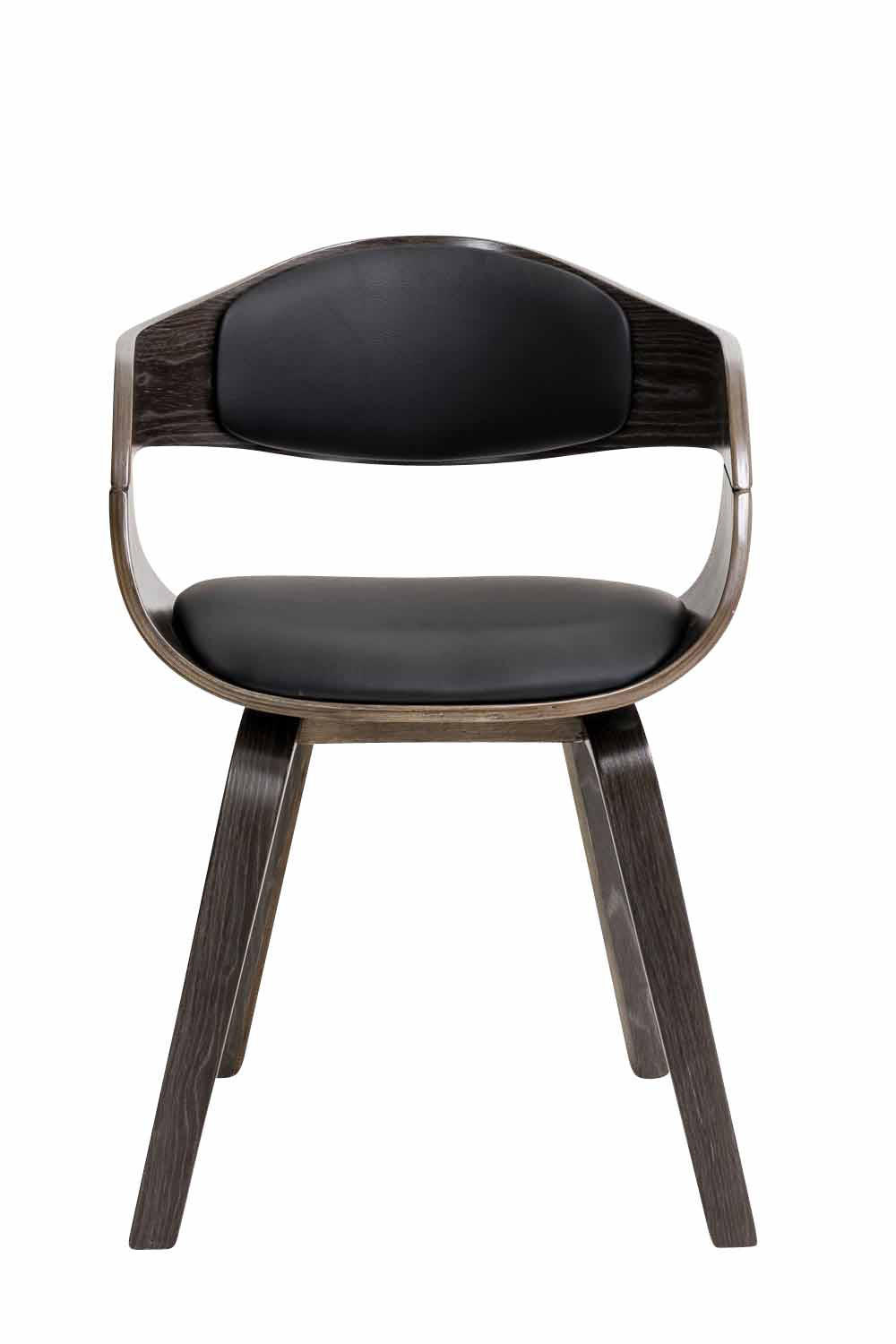 BESUCHERSTUHL LONDON Kunstleder 73x49x46 cm Schwarz/Grau Kunstleder - Grau, Leder/Holz (49/73/46cm) - DELUKE