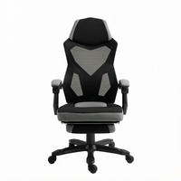 GAMING-BÜROSTUHL in Schwarz-Grau 63x58x122 cm mit verstellbarer Sitzhöhe und klappbarer Fußstütze - Schwarz, Kunststoff (58/122/63cm) - IVMEU